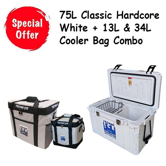 75L Classic Hardcore White + Basket & Divider + 13L & 34L Cooler Bag Combo *PRE ORDER FOR JUNE DISPATCH