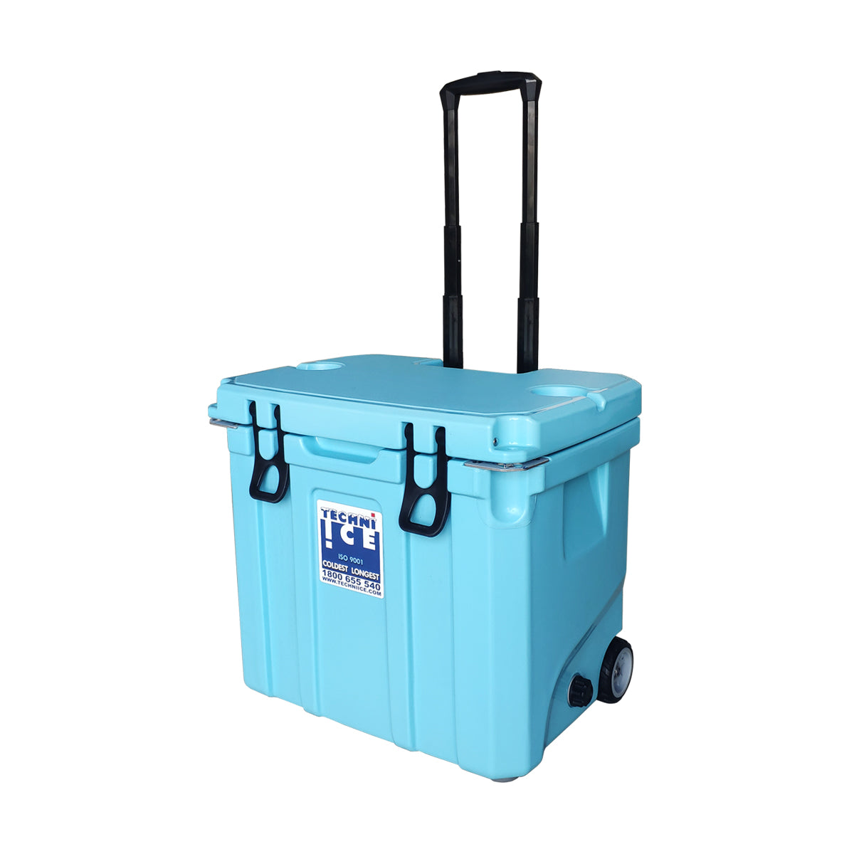 Techni Ice Signature Hybrid Premium Ice Box 35L Light Blue Wheels with Wheels & Telescopic Travel Handle *FRESH STOCK JUST ARRIVED *FREE 6 REUSABLE DRY ICE PACKS VALUES $32.95