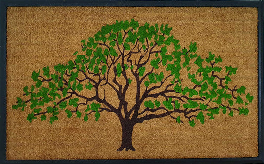 Green Tree Sm Leaf Rubber and Coir Doormat