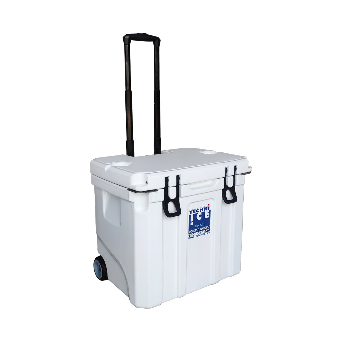 Techni Ice Signature Hybrid Premium Ice Box 35L White with Wheels & Telescopic Travel Handle *PREORDER FOR JUNE DISPATCH *FREE 6 REUSABLE DRY ICE PACKS VALUES $32.95