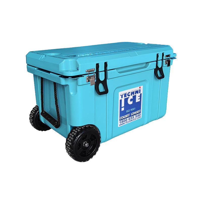 Techni Ice Signature Hardcore Premium Ice Box 55L Light Blue with Wheels *FRESH STOCKS OF WHITE JUST ARRIVED *PREORDER BLUE FOR JULY DISPATCH *FREE 6 REUSABLE DRY ICE PACKS VALUES $32.95