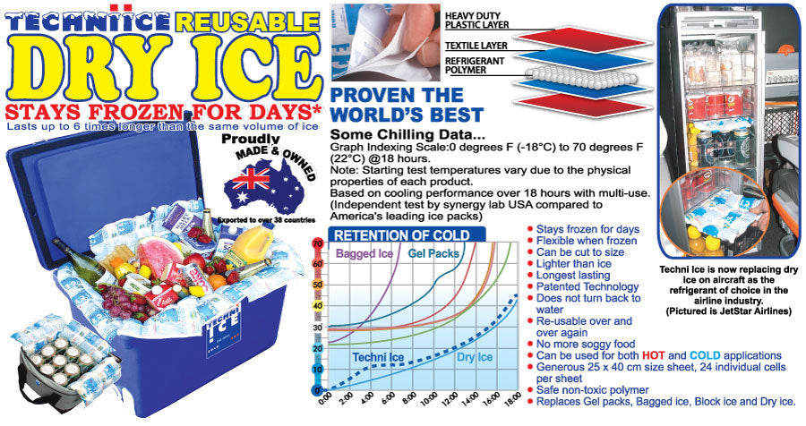 100 Techni Ice Heavy Duty Reusable Dry Ice packs